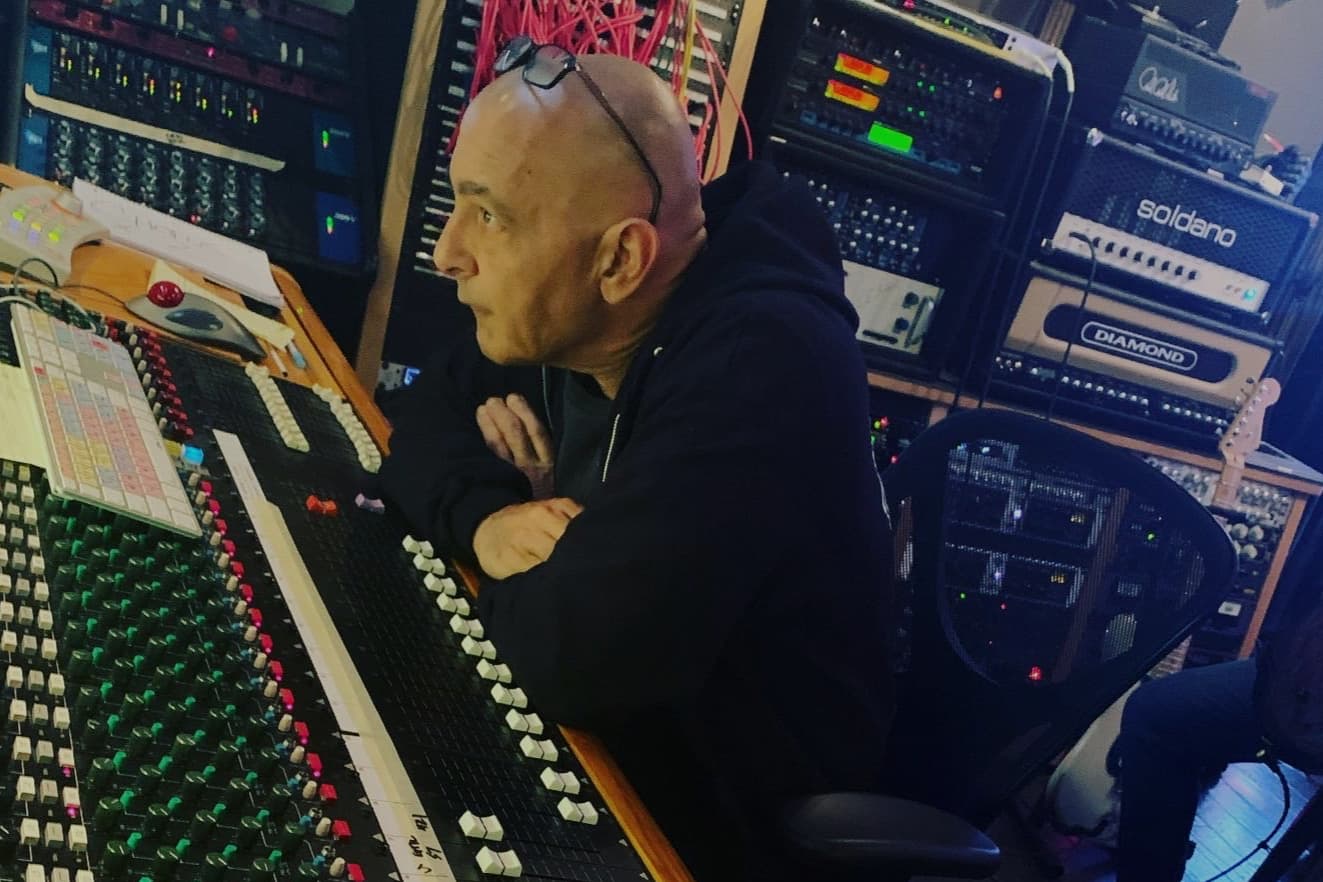 Toby Wright at the mixing console in his control room